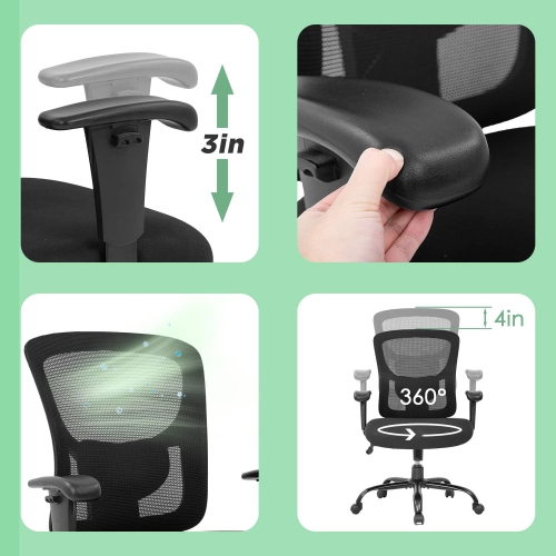 BestOffice Big and Tall Office Chair 400lbs Desk Chair Mesh Computer Chair with Lumbar Support Wide Seat Task Executive Ergonomic Chair for Home