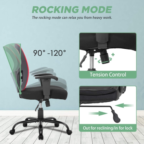 BestOffice Big and Tall Office Chair 400lbs Desk Chair Mesh Computer Chair with Lumbar Support Wide Seat Task Executive Ergonomic Chair for Home