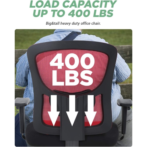 BestOffice Big and Tall Office Chair 400lbs Desk Chair Mesh Computer Chair with Lumbar Support Wide Seat Task Executive Ergonomic Chair for Home