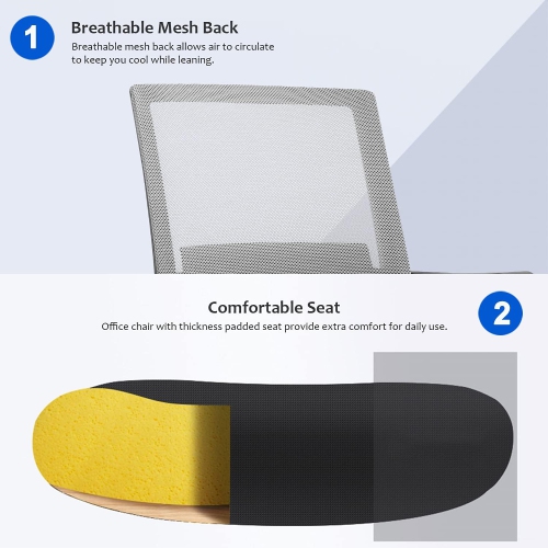 BestOffice Home Office Chair Ergonomic Desk Chair Swivel Rolling Computer Chair Executive Lumbar Support Task Mesh Chair Adjustable Stool for Women