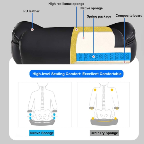 BestOffice – Fauteuil de bureau ergonomique grand et haut 500 lb large siège avec soutien lombaire, fauteuil de bureau en cuir pu à dossier