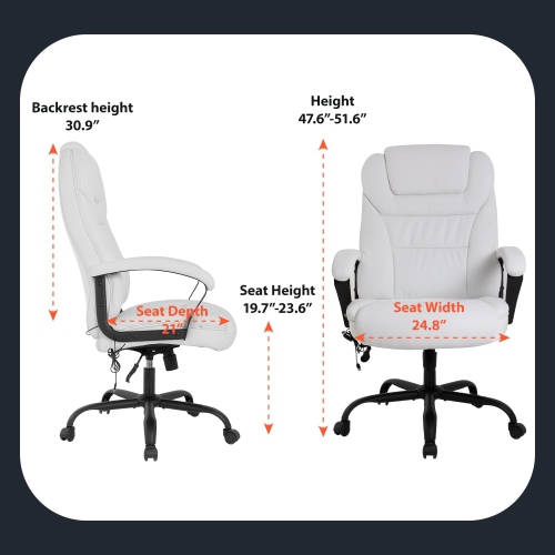 BestOffice Office Chair Big and Tall 500lbs Ergonomic Computer Chair High Back PU Leather Wide Seat Desk Chair with Lumbar Support Arms Executive