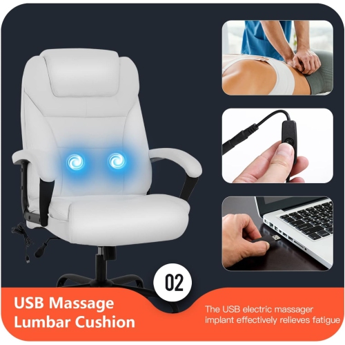 BestOffice Office Chair Big and Tall 500lbs Ergonomic Computer Chair High Back PU Leather Wide Seat Desk Chair with Lumbar Support Arms Executive