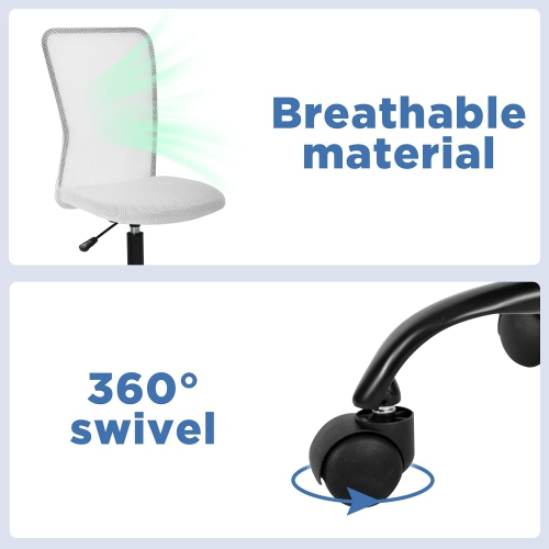 BestOffice Home Office Chair Mid Back Mesh Desk Chair Armless Computer Chair Ergonomic Task Rolling Swivel Chair Back Support Adjustable Modern Chair