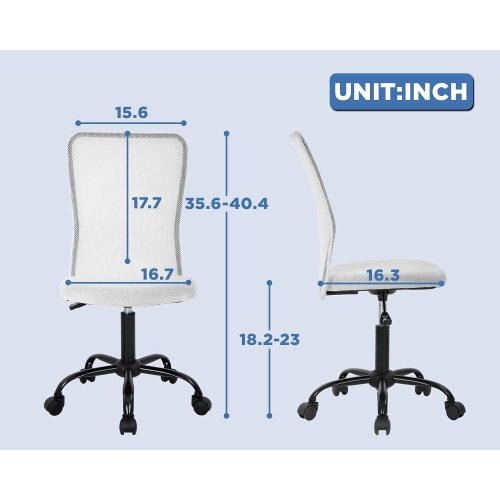 BestOffice Home Office Chair Mid Back Mesh Desk Chair Armless Computer Chair Ergonomic Task Rolling Swivel Chair Back Support Adjustable Modern Chair