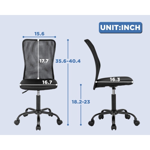 BestOffice Home Office Chair Mid Back Mesh Desk Chair Armless Computer Chair Ergonomic Task Rolling Swivel Chair Back Support Adjustable Modern Chair