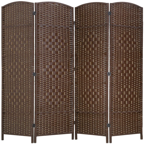 FDW  Room Divider Folding Privacy Divider 6 Ft Indoor Wall Divider Portable Partition Wood Screen (4 Panel) In Brown