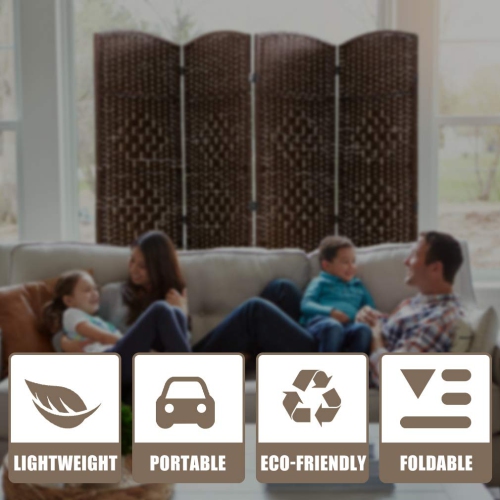 Room Divider Folding Privacy Divider 6 Ft Indoor Wall Divider Portable Partition Wood Screen, Brown