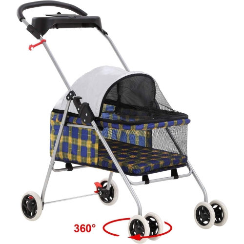 Pet Stroller 4 Wheels Posh Folding Waterproof Portable Travel Cat Dog Stroller with Cup Holder