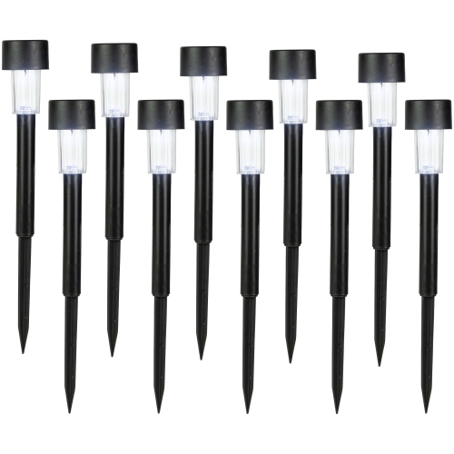 Set of 10 Black Solar Powered LED Pathway Markers, 12.25"
