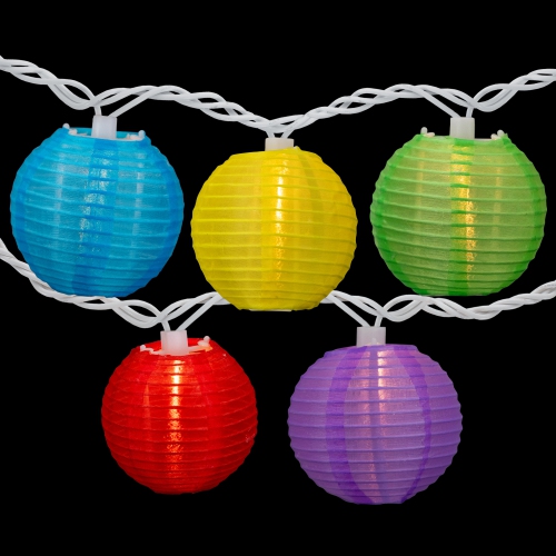 Round Lantern Indoor Outdoor Patio String Light Set - 7.25' White Wire - 10ct