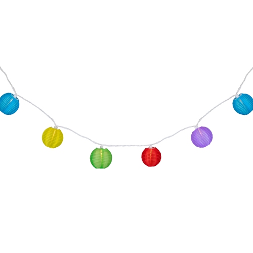 Round Lantern Indoor Outdoor Patio String Light Set - 7.25' White Wire - 10ct