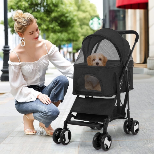 BestPet Pet Stroller Dog Cat Jogger Stroller for Medium Small Dogs Cats Folding Lightweight Travel Stroller with Cup Holder