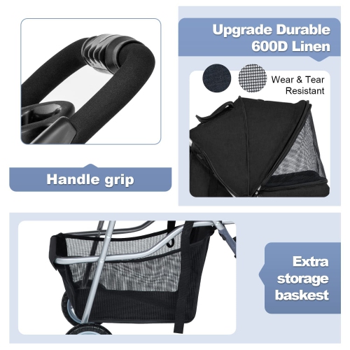 BestPet Pet Stroller Dog Cat Jogger Stroller for Medium Small Dogs Cats Folding Lightweight Travel Stroller with Cup Holder