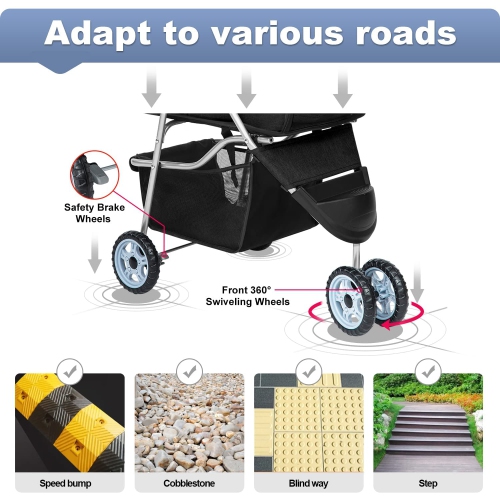 BestPet Pet Stroller Dog Cat Jogger Stroller for Medium Small Dogs Cats Folding Lightweight Travel Stroller with Cup Holder