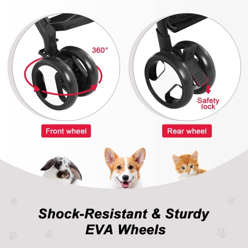 BestPet Pet Stroller Premium 3-in-1 Multifunction Dog Cat Jogger Stroller for Medium Small Dogs Cats Folding Lightweight Travel Stroller with
