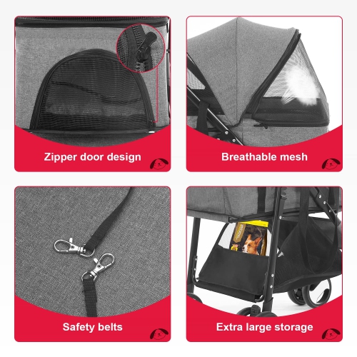 BestPet Pet Stroller Premium 3-in-1 Multifunction Dog Cat Jogger Stroller for Medium Small Dogs Cats Folding Lightweight Travel Stroller with