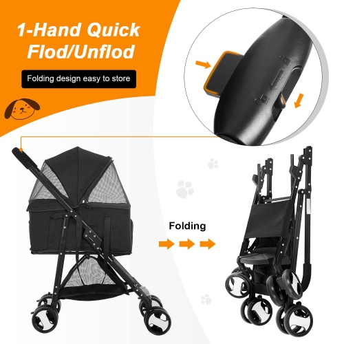 BestPet Pet Stroller Premium 3-in-1 Multifunction Dog Cat Jogger Stroller for Medium Small Dogs Cats Folding Lightweight Travel Stroller with