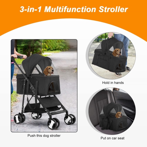 BestPet Pet Stroller Premium 3-in-1 Multifunction Dog Cat Jogger Stroller for Medium Small Dogs Cats Folding Lightweight Travel Stroller with