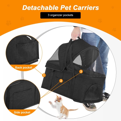 BestPet Pet Stroller Premium 3-in-1 Multifunction Dog Cat Jogger Stroller for Medium Small Dogs Cats Folding Lightweight Travel Stroller with
