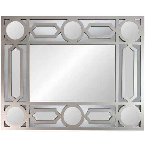 NORTHLIGHT  29.5" Framed Geometric Design Rectangular Wall Mirror In Gray