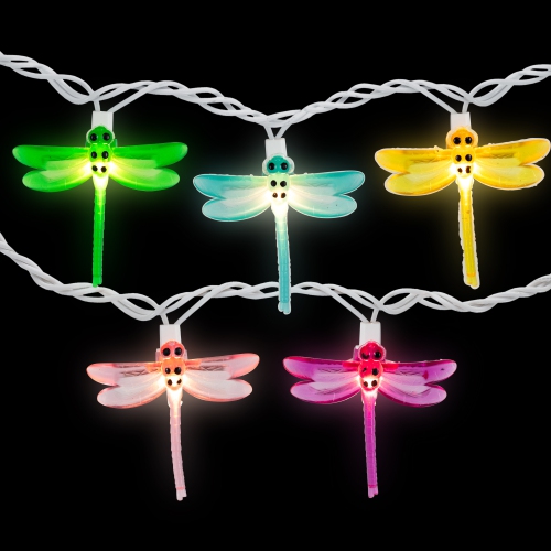 Dragonfly Patio Lights - 7.25' White Wire - 10ct