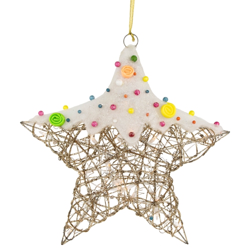 Lighted Candy Covered Star Christmas Decoration - 17" - Clear Lights