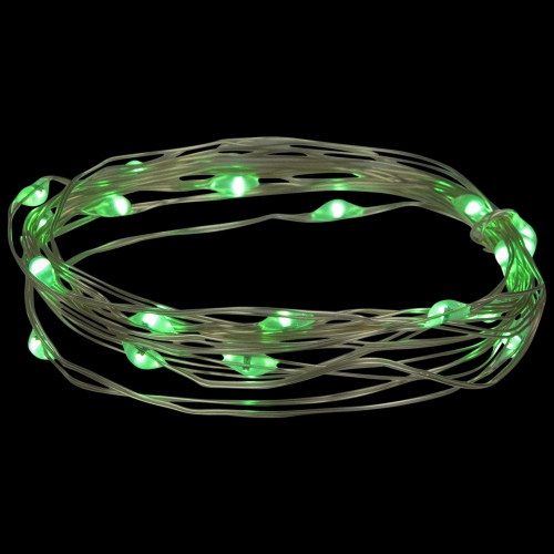 LED Micro Fairy Christmas Lights - Green - 6ft Copper Wire - 20ct