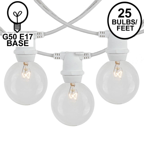 NOVELTY LIGHTS LLC  Novelty Lights 25' E17 Globe Outdoor String Lights, In-Line, Commercial Grade, Backyard Garden Gazebo, Cafe Market Patio Lights