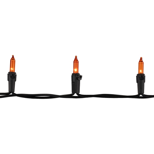 Mini Incandescent Halloween Lights - Orange - 10' Black Wire - 50ct