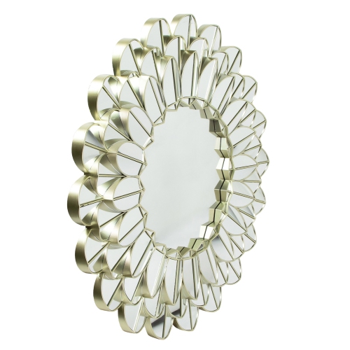 31" Champagne Gold Sunflower Round Wall Mirror