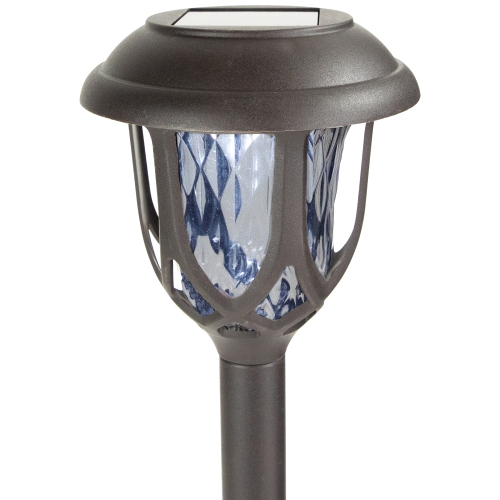 Set of 6 Black Lantern Style Solar Powered LED Pathway Markers, 16.25"