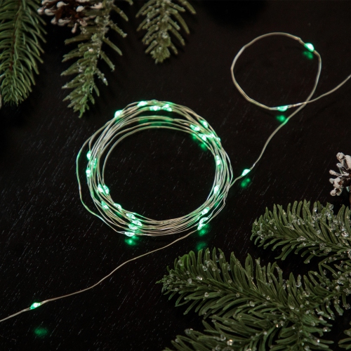 NORTHLIGHT  Micro Fairy Christmas Lights - 16Ft - Led - 16' Copper Wire - 50Ct In Green