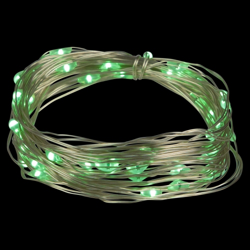 Micro Fairy Christmas Lights - 16ft - Green LED - 16' Copper Wire - 50ct