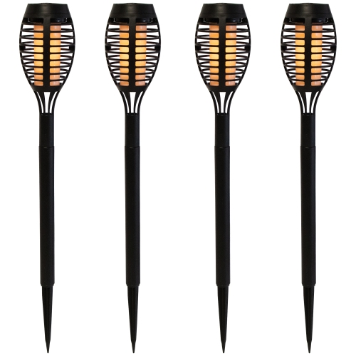 Set of 4 Black Solar Powered LED Pathway Markers, 19.75"