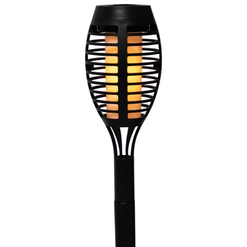 Set of 4 Black Solar Powered LED Pathway Markers, 19.75"