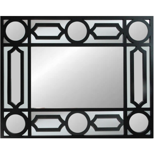 29.5" Black Framed Geometric Style Rectangular Wall Mirror
