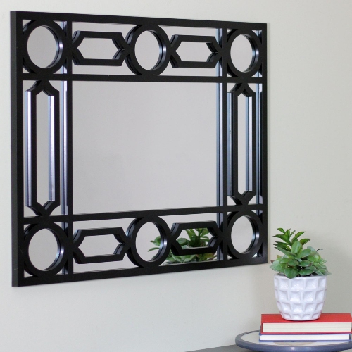 29.5" Black Framed Geometric Style Rectangular Wall Mirror