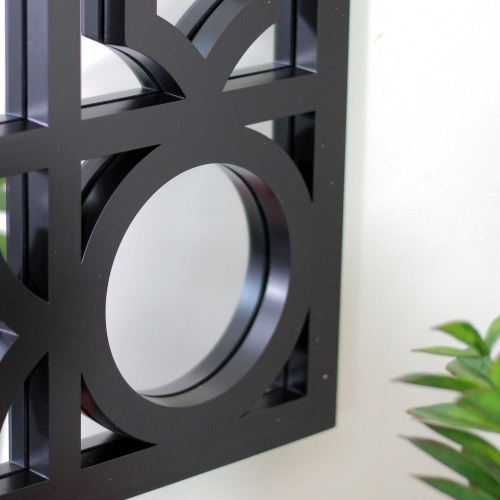 29.5" Black Framed Geometric Style Rectangular Wall Mirror