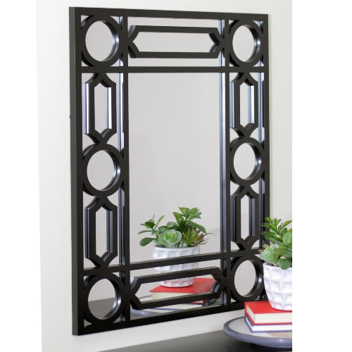 29.5" Black Framed Geometric Style Rectangular Wall Mirror