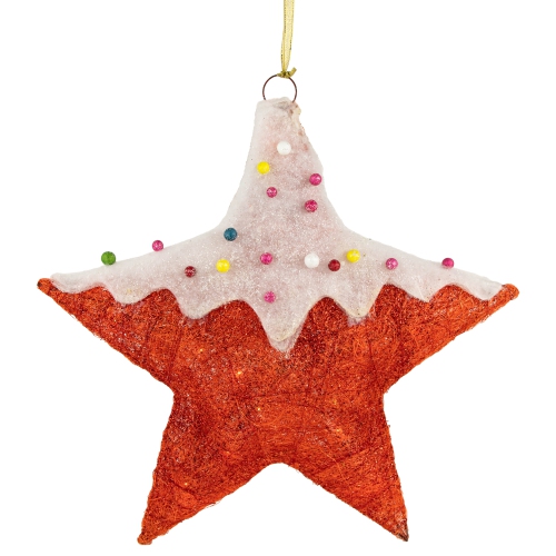 Lighted Candy Covered Sisal Star Christmas Window Decoration - 18" - Clear Lights