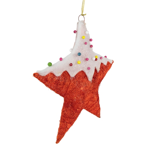 Lighted Candy Covered Sisal Star Christmas Window Decoration - 18" - Clear Lights