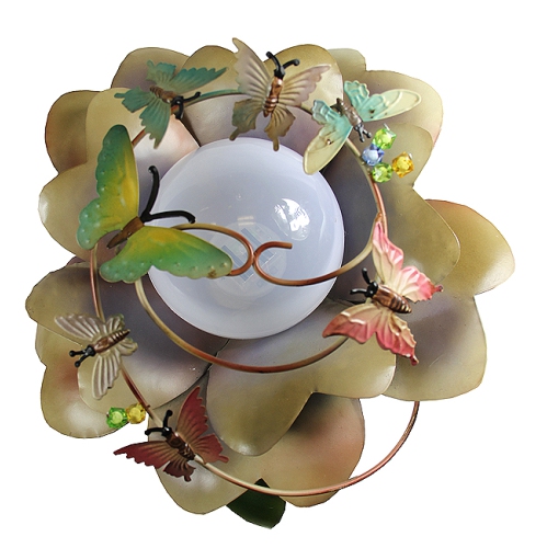 15" Green LED Lighted Color Changing Solar Powered Flower Garden Lawn Stake