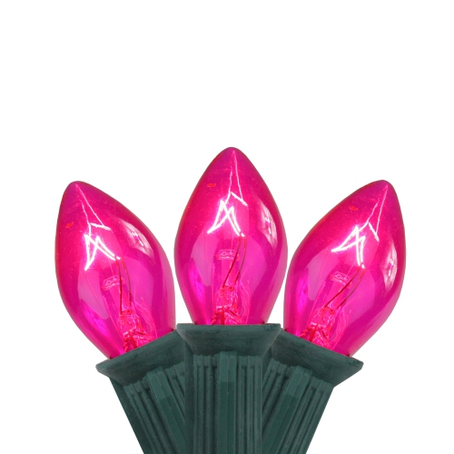 NORTHLIGHT  C7 Christmas String Lights - Pink - 24' Wire - 25Ct In Green