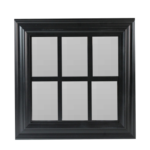 NORTHLIGHT  17" Contemporary Square Windowpane Wall Mirror In Black