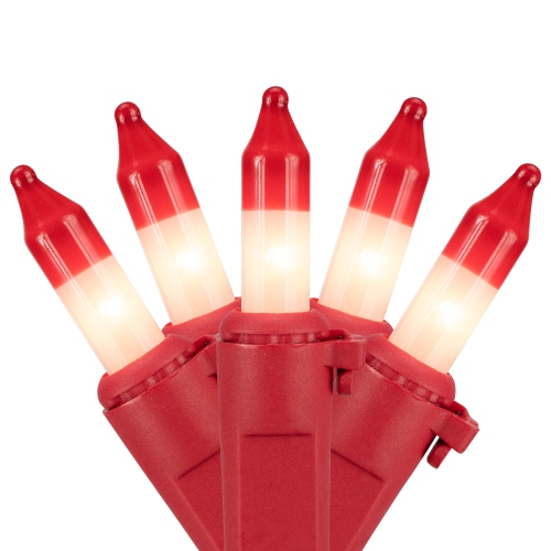 NORTHLIGHT  Peppermint Mini Christmas Light Set - White With Tip - 10' Wire - 50Ct In Red 