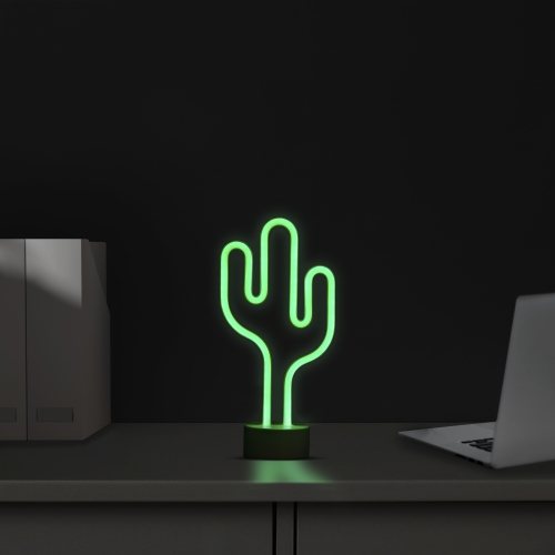 LED Cactus Neon Table Light - 11.5" - Green