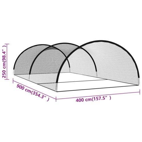 vidaXL Baseball Batting Cage Net Black 900x400x250 cm Polyester