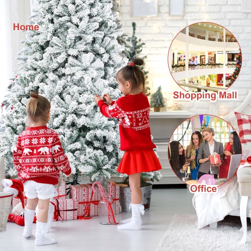 Gymax 9ft Snow Flocked Hinged Artificial Christmas Tree Unlit Holiday Decor