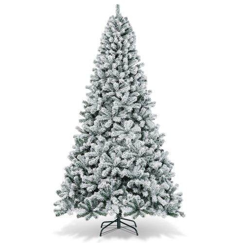 Gymax 9ft Snow Flocked Hinged Artificial Christmas Tree Unlit Holiday Decor